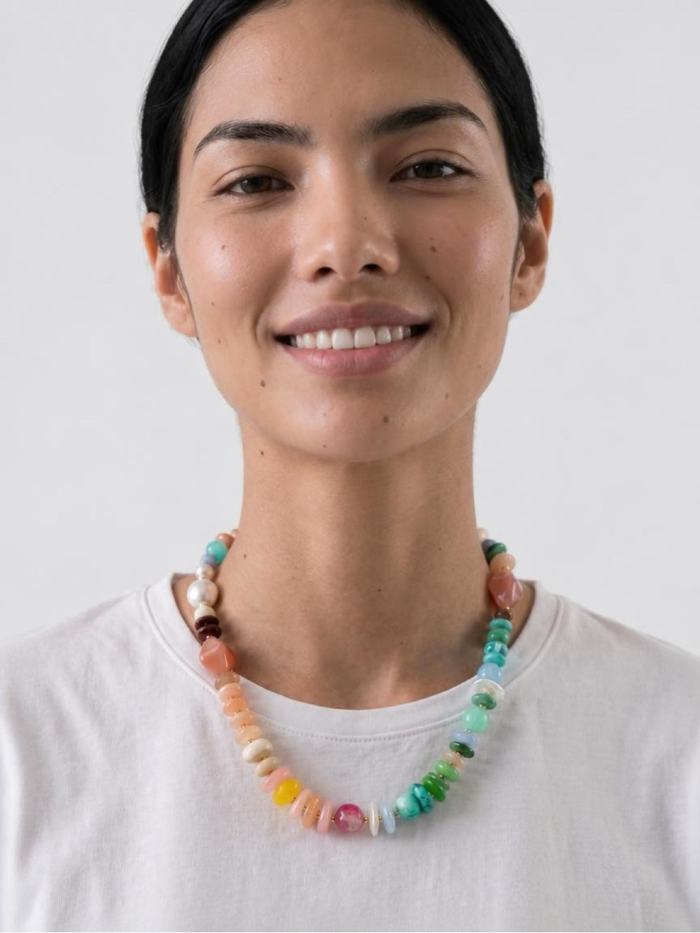 NWT | Piper K Multicolor Turquoise Quartz Beaded Necklace Gold Tone